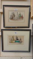 A collection of four framed and glazed 19th century French prints of young ladies