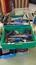 Two trays of bicycle repair tools and accessories, to include Park Tools