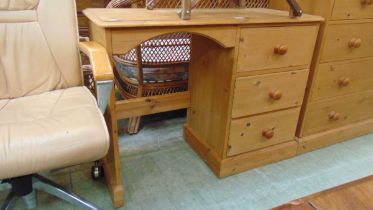 A waxed pine dressing table with three drawers approx 78cm
