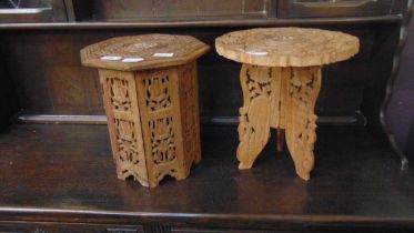 Two carved eastern occasional tables