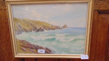 A gilt framed and glazed watercolour of coastal scene, signed bottom left H.M.Bringley