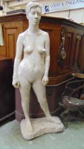 A 1930s tall Art Deco plaster statue