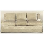 SOFA, 'Donghia' three seater with oyster chenille velvet upholstery and feather-filled pads, (