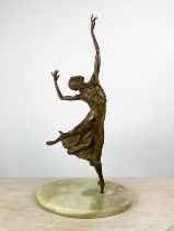 ALINE CORDAY REID BRONZE BALLERINA SCULPTURE, signed and numbered 1/10 in patinated finish on onyx