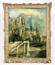 ONDINE MAGNARD-VLACHOVA (1904-1968, France), 'Paris, Petitpont and Notre Dame', oil on canvas,