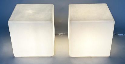 LIGHT CUBE SIDE TABLES, a pair, cube perspex internally lit, 45cm x 45cm x 45cm. (2)