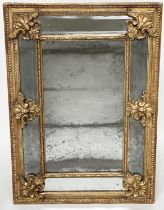 WALL MIRROR, 19th century French, giltwood and gilt composition, with egg and dart frame, marginal