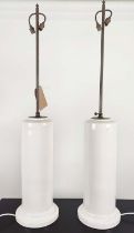 TABLE LAMPS, a pair, glazed ceramic bases, height adjustable, each with two branch light, 118cm