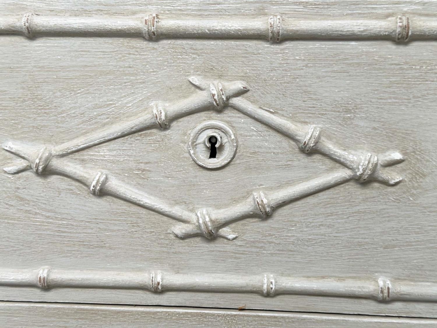 FAUX BAMBOO CHEST, 19th century traditionally grey painted with two short above two long drawers, - Image 4 of 6
