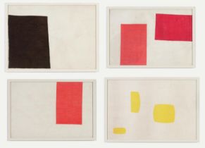 A SET OF FOUR COLOUR PORTHIA PRINTS, Trial Screenprints on linen in various colourways St Ives circa