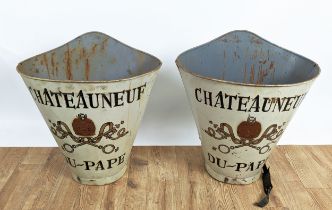 GRAPE HODS, a pair, painted metal, each stamped Chateauneuf Du Pape, 50cm x 41cm x 62cm approx. (2)