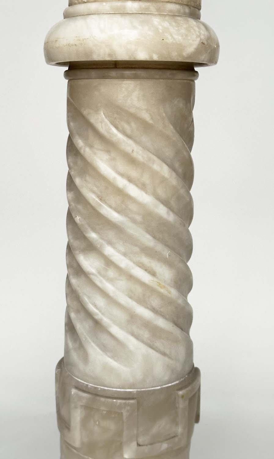 ALABASTER COLUMN, 19th century Italian with spiral and reeded column with octagonal base, 102cm H - Image 4 of 5