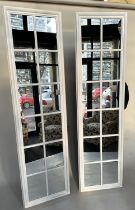 ARCHITECTURAL WALL MIRRORS, a pair, tall rectangular white with moulded frame and glazing bars, 60cm
