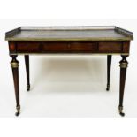 BUREAU PLAT, early 20th century French Directoire style mahogany, gilt metal inlaid and mounted with