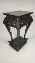 CHINESE EXPORT PEDESTAL STAND, late 19th century, two-tier form chinoiserie decoration depicting