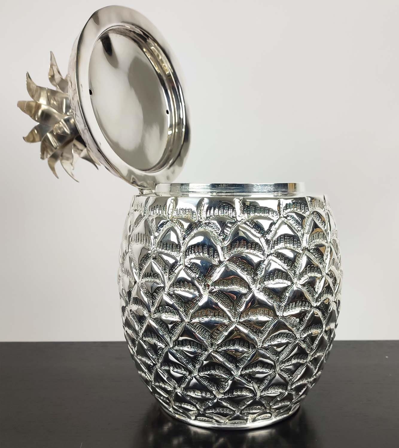 ICE BUCKETS, a pair, in the form of pineapples, polished metal, 33cm H each approx. (2) - Image 3 of 5