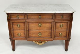 COMMODE, 19th French transitional style walnut and gilt metal mounted with three short and two