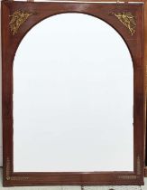 OVERMANTEL, late 19th/early 20th century Empire Revival mahogany with an arched plate and applied