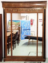 OVERMANTEL MIRROR, 141cm x 199cm H, early 19th century Continental walnut with a divided plate