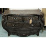 COMMODE, rattan with two short drawers above two long drawers, 142cm x 60cm x 94cm.
