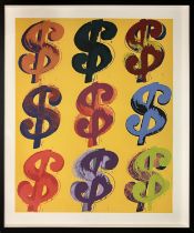 ANDY WARHOL (1928-1987), 'Yellow Dollar Sign Nine', screenprint, Andy Warhol Art Authentication