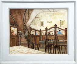 RICHARD BEER (1928-2017) 'Cafe Francette', oil on canvas, 65cm x 50cm, signed, framed. (Subject to