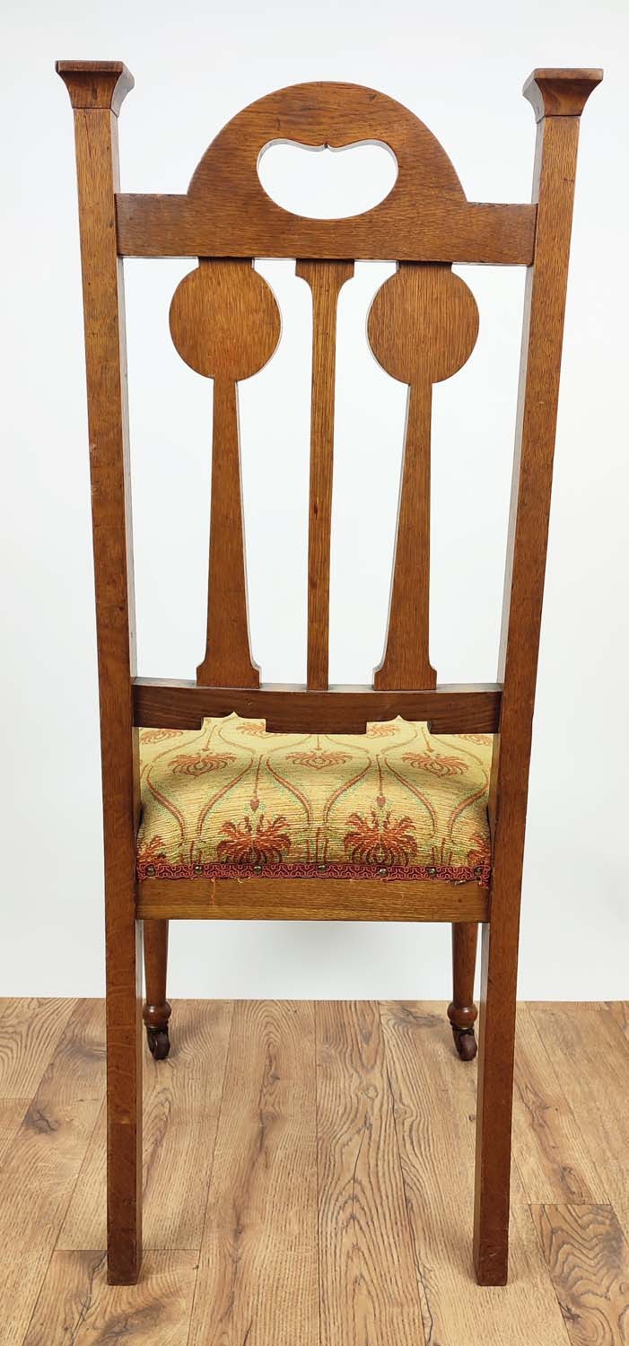 ARTS AND CRAFTS SIDE CHAIRS, a pair, circa 1905 oak the back-splats with carved roundels, - Image 9 of 10