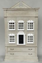 DOLLS HOUSE WARDROBE, in the form of a Georgian London Townhouse with two doors enclosing hanging