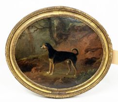 ATTRIBUTED TO SAWREY GILPEN (British 1733-1807), 'Study of a hound in a landscape', oil on canvas,