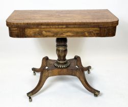 CARD TABLE, 74cm H x 97cm x 47cm, Regency kingwood, satinwood, grained and parcel gilt with hinged