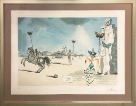 SALVADOR DALI, 'Les Papillons', lithograph, 49cm x 66cm, with blind stamp, signed in pencil, framed.