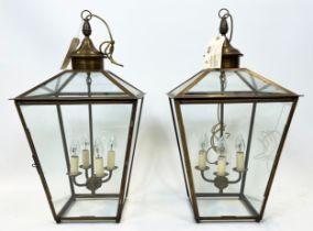 HALL LANTERNS, a pair, from Colefax and Fowler, each 82cm H x 39cm x 39cm, Prov: Christie's