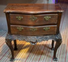 SERPENTINE COMMODE, 82cm H x 82cm W x 45cm D, 18th century and later Continental walnut with two