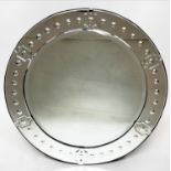 WALL MIRROR, Venetian style circular beveled with etched marginal plates, 100cm W.