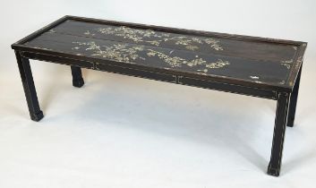 LOW TABLE, 49cm H x 150cm W x 53cm D, 19th century Chinese padoukwood and mother or pearl.