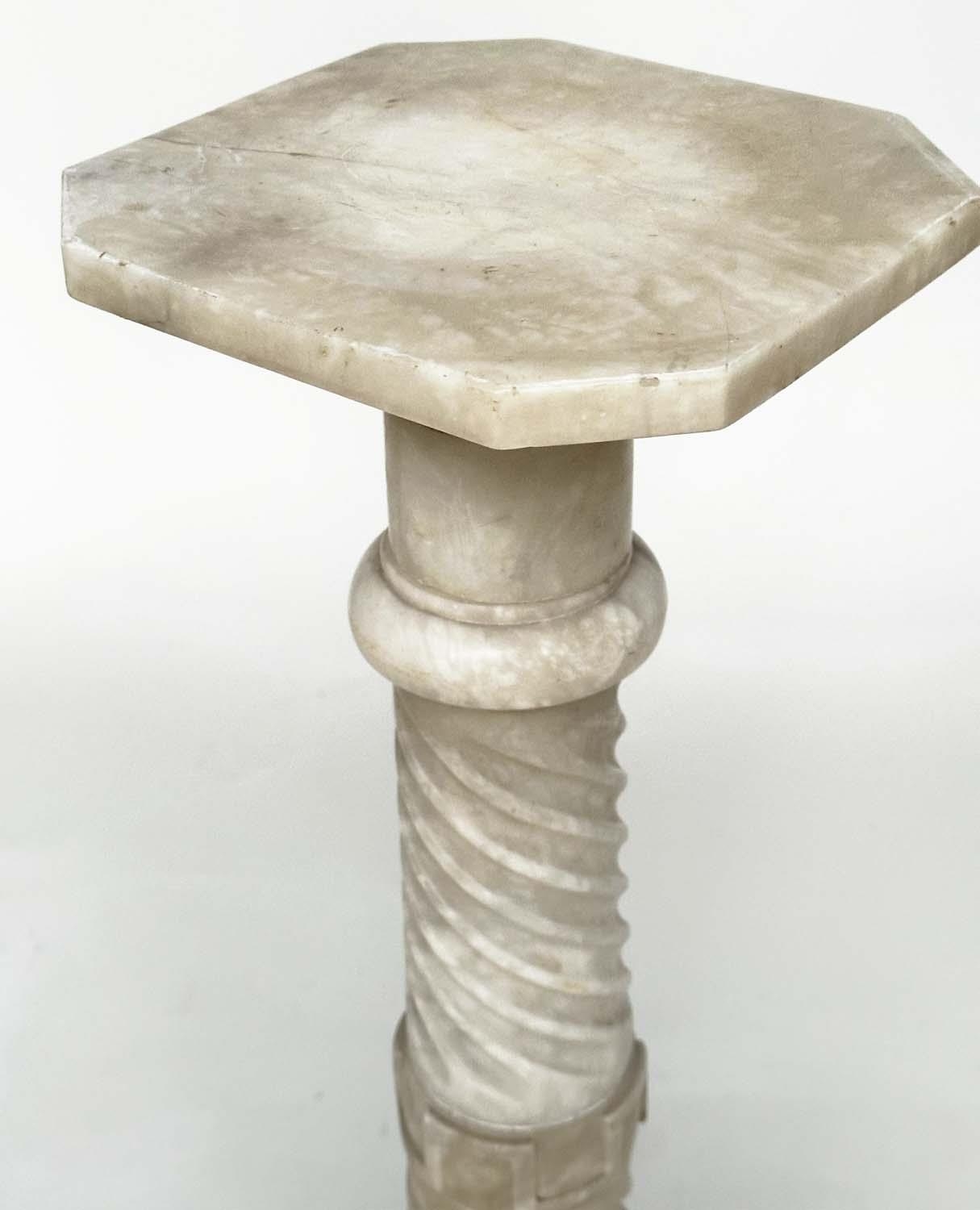 ALABASTER COLUMN, 19th century Italian with spiral and reeded column with octagonal base, 102cm H - Image 2 of 5