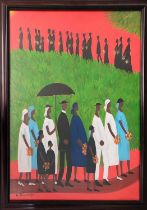AFTER ELLIS WILSON (1899-1977), 'Funeral procession', oil on canvas, 60cm x 49cm, framed.