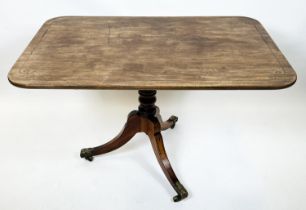 TILT TOP BREAKFAST TABLE, Regency circa 1820 mahogany, inlayed top on turned column on four