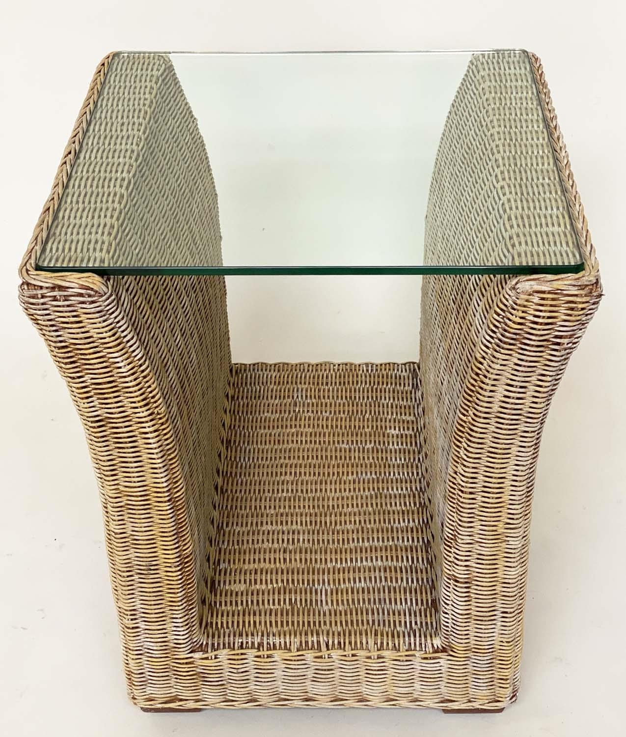 LAMP/OCCASIONAL TABLES, a pair, 1970s woven cane and rattan frame of 'U' form with beveled - Image 8 of 11
