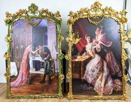 ROMANTICISM PRINTS, 150cm x 95cm, a set of two in gilt frames, one with green detail. (2)