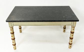 FAUX BAMBOO LOW TABLE, Regency design painted frame with a rectangular marble top, 42cm H x 77cm x