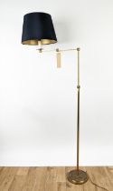 FLOOR READING LAMP, 164cm high, gilt metal adjustable, with shade.