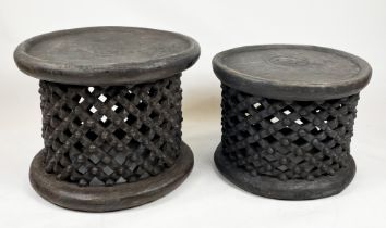 BAMILEKE STOOLS (Cameroon), 42cm x 53cm D.