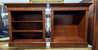 ARTHUR BRETT MODEL 2284 BOOKCASES, a pair, each 84cm H x 90cm W x 35cm D, mahogany with fluting