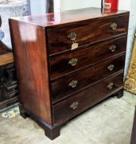 SECRETAIRE CHEST, 106cm W x 51cm D x 99cm H, George III mahogany with a fitted top drawer with