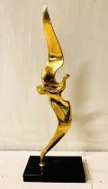 A SCULPTURE OF AN ASCENDING BIRD, bronze, raised on a plinth base, 55cm H,.