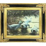 MANNER OF ALEXANDER KOESTER, 'Study of Ducks', oil on canvas, 39cm x 50cm, framed.