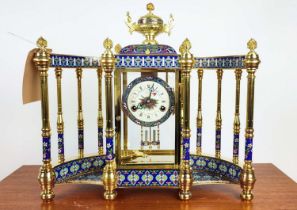 MANTLE CLOCK, contemporary, cloisonné and gilt metal, 50.5cm x 19cm x 47.5cm.