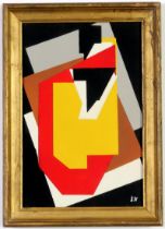 JACQUES VILLON, Abstract pochoir in six colours 1953, signed in the plate, French vintage frame,