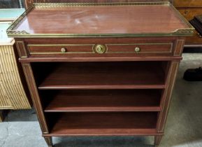 BIBLIOTHEQUE, 93cm W x 46cm D x 102cm H, Louis XVI style mahogany with a pierced brass ¾ gallery and